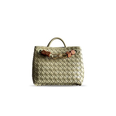 BOTTEGA VENETA SMALL ANDIAMO IN TRAVERTINE GREEN BAG 743568 (25*22*10.5cm)